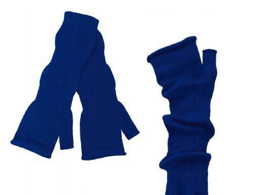 Turkus niebieski rękawiczki mitenki gładkie długie