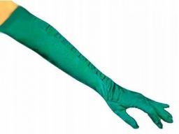 Rękawiczki damskie długie wieczorowe zielone wr-w