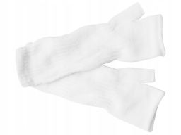 Białe ecru rękawiczki mitenki gładkie długie