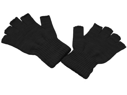 Rękawiczki bez palców grube czarne mitenki męskie