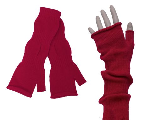 Czerwone rękawiczki mitenki długie polskie gładkie