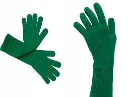 Długie rękawiczki gładkie polskie zielone khaki