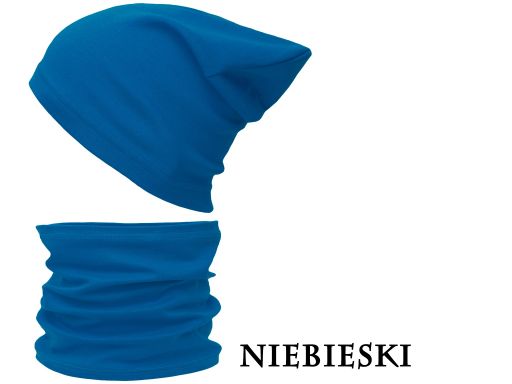 Czapka komin komplet bawełniany 48-58 niebieski