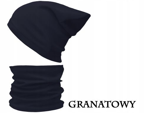 Czapka komin komplet bawełniany 48-58 granatowy