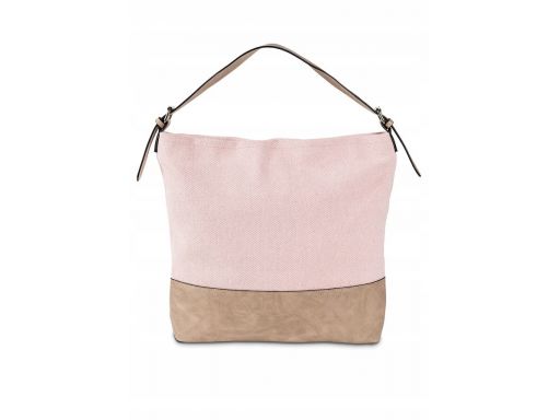 B.p.c torba shopper beżowo- różowa miękka