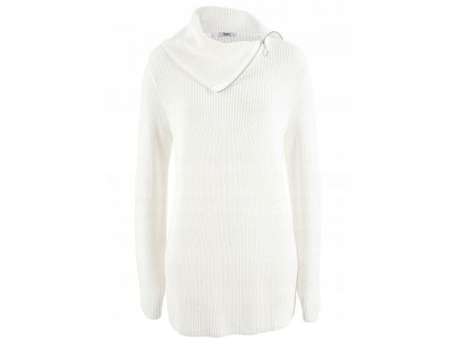 B.p.c sweter z rozpinanym golfem biały 48/50.