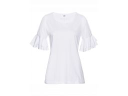 B.p.c t-shirt damski biały z falbankami: r. 44/46