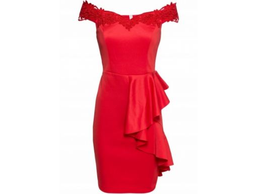 B.p.c sukienka z falbankami czerwona hit: r. 40/42