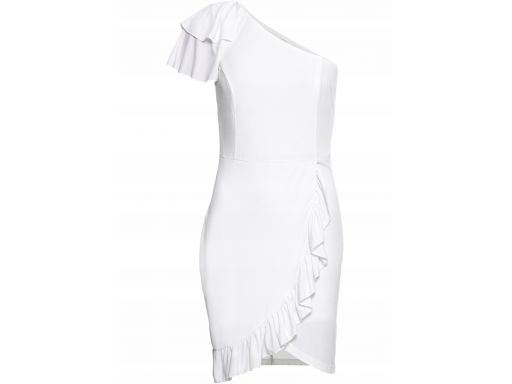 B.p.c biała sukienka na jedno ramię r.44/46