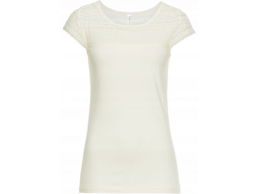 B.p.c śmietankowy t-shirt z koronką 44/46.