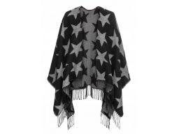 B.p.c szaro-czarne poncho w gwiazdki.