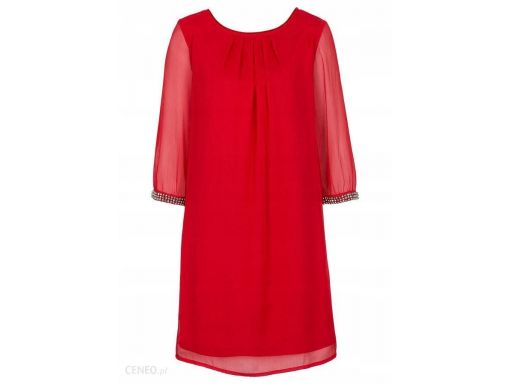 B.p.c. czerwona sukienka szyfonowa rękawy 38