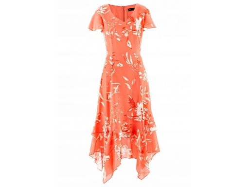 B.p.c sukienka w kwiaty zwiewna pomarańczowa *40