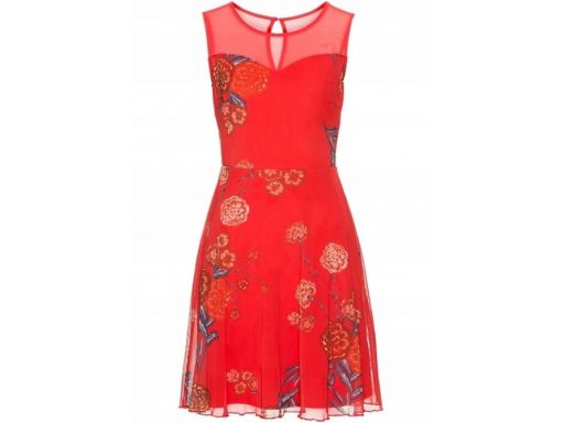 B.p.c czerwona sukienka w kwiaty z siateczką 42