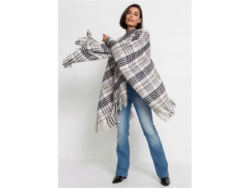 B.p.c biało-czarne poncho w kratkę uniwersalne.
