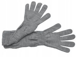 Długie rękawiczki gładkie polskie szary melanż