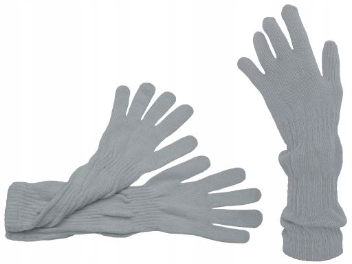 Długie rękawiczki gładkie polskie popielaty szary