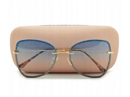 Okulary przeciwsłoneczne damskie kwadratowe brokat