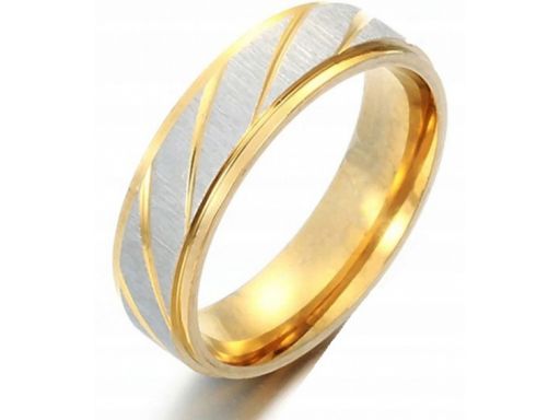 Srebrna złota matowa obrączka sygnet pierścień 6mm