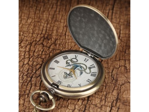 Zegarek kieszonkowy morski żeglarski kotwica