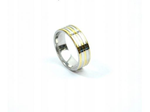 Srebrna złota obrączka sygnet pierścień 8mm