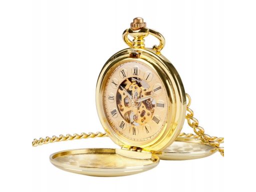 Mechaniczny zegarek kieszonkowy złoty gładki