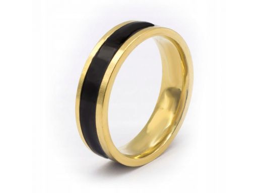 Czarna złota obrączka sygnet pierścień 316l 6mm