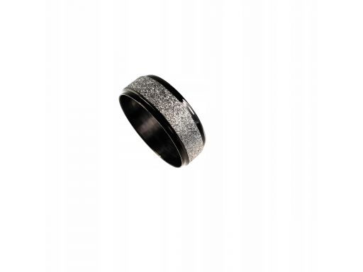 Czarna obrączka sygnet pierścień srebrny brokat