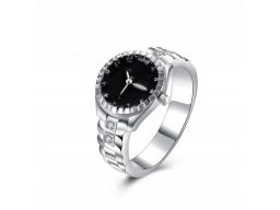 Obrączka zegar srebrny pierścionek zegarek