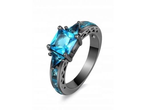 Piękny grafitowy pierścionek błękitny czarny