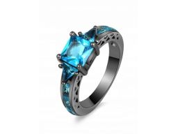 Piękny grafitowy pierścionek błękitny czarny