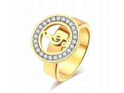 Złoty sygnet pierścionek obrączka klucz wiolinowy