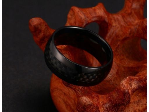 Czarna obrączka sygnet carbon włókno węglowe 316l