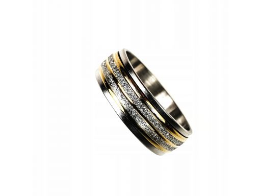 Złota obrączka sygnet pierścień srebrny brokat #2