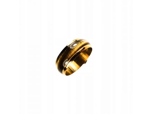Złota obrączka sygnet pierścień pawie oko 316l