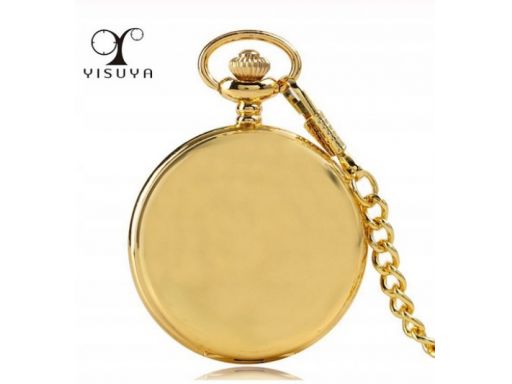 Piękny zegarek kieszonkowy złoty gładki kwarcowy