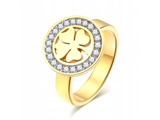 Złoty sygnet pierścionek obrączka koniczyna