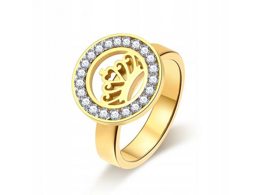 Złoty sygnet pierścionek obrączka korona