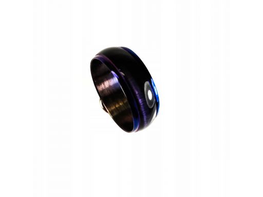 Niebieska obrączka sygnet pierścień pawie oko 316l