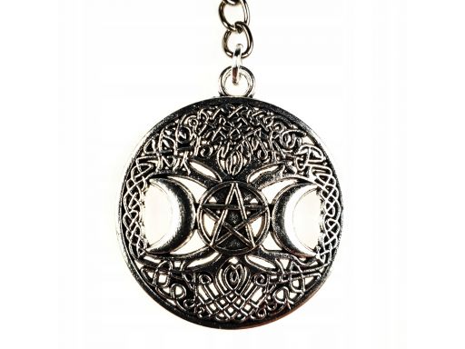 Brelok potrójny księżyc pentagram drzewo życia