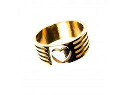Złoty sygnet pierścionek obrączka ażurowa serce