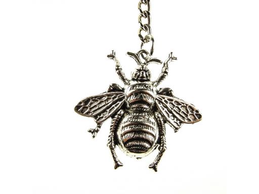 Piękny brelok metalowy pszczoła posrebrzany