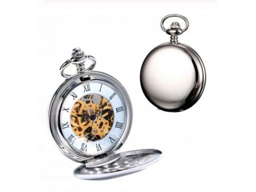 Mechaniczny zegarek kieszonkowy srebrny gładki #2