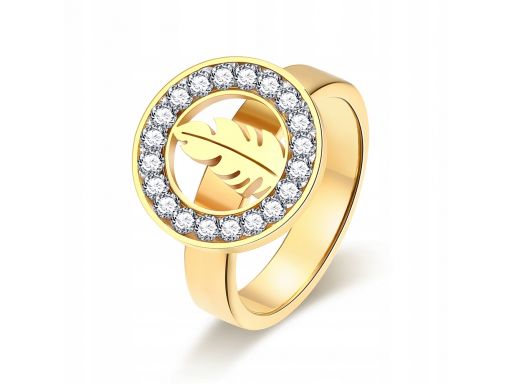 Złoty sygnet pierścionek obrączka pióro piórko