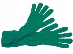 Długie rękawiczki gładkie polskie szmaragd zielony