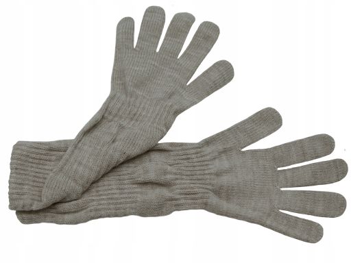 Długie rękawiczki gładkie polskie beż melanż
