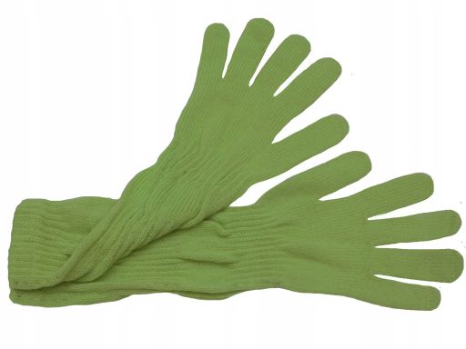 Długie rękawiczki gładkie polskie stonowana zieleń