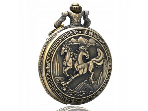 Piękny zegarek kieszonkowy koń styl grecki konie