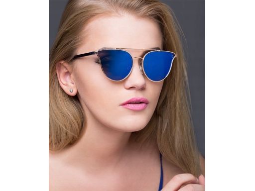 Kocie oczy okulary damskie niebieskie lustrzanki