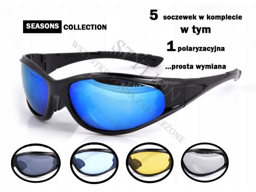 Okulary motor rower narty polaryzacyjne + 5 szkieł